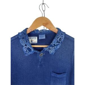Kapital Blue Dyed Floral Knit Collar SS Shirt